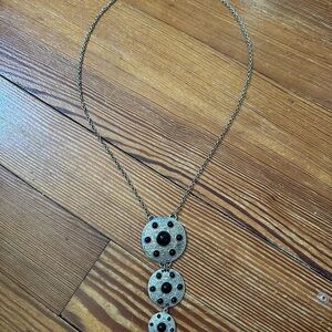 Elegant Silver and Black Triple Pendant Necklace